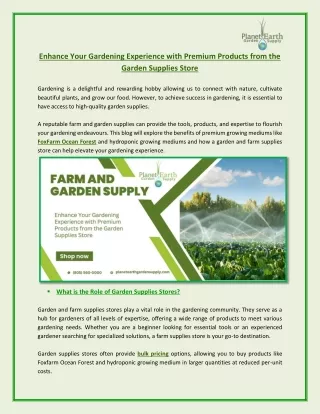 Farm and Garden Supply