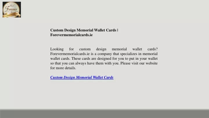 custom design memorial wallet cards