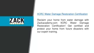 Iicrc Water Damage Restoration Certification Zackacademy.com