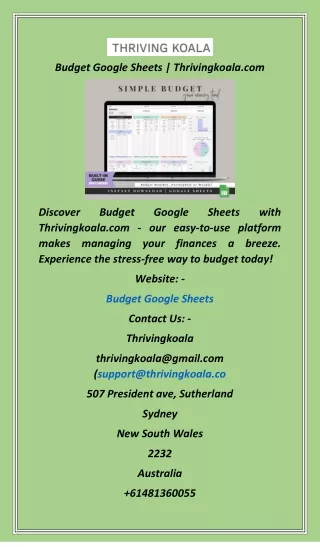 budget google sheets thrivingkoala com