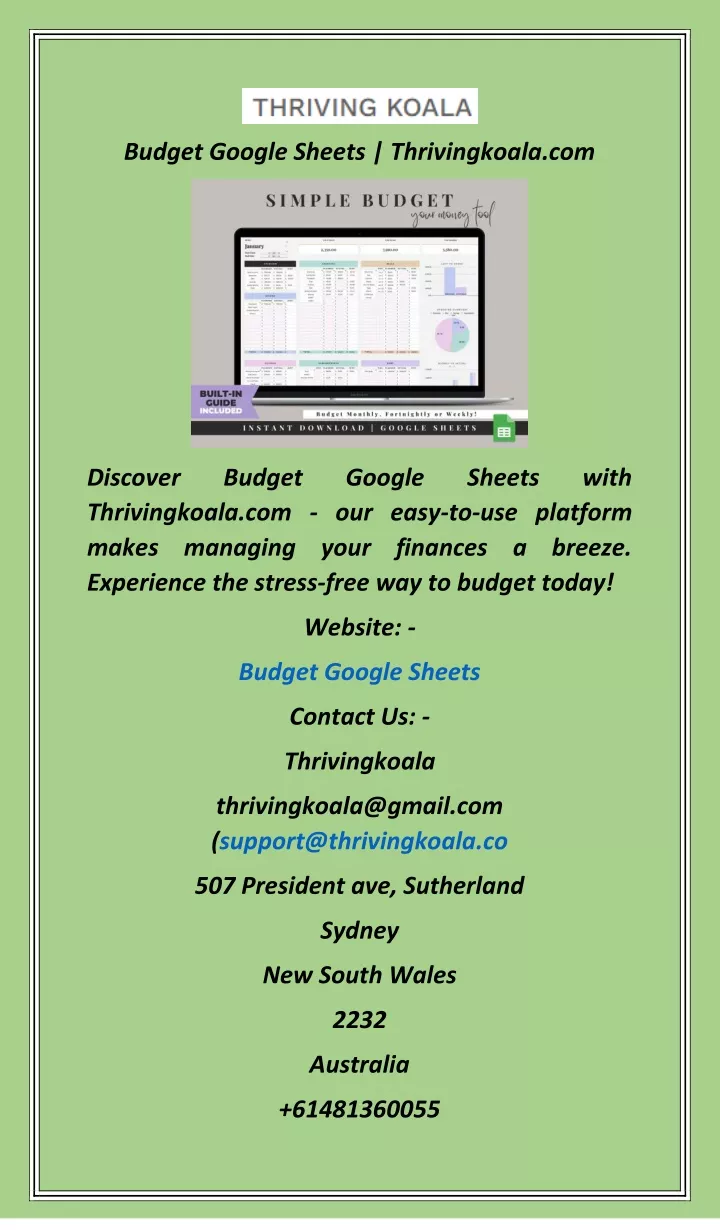 budget google sheets thrivingkoala com