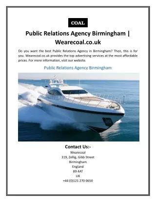 Public Relations Agency Birmingham  Wearecoal.co.uk