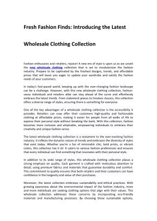 New Wholesale Clothing