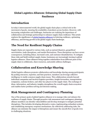 Global Logistics Alliances_ Enhancing Global Supply Chain Resilience