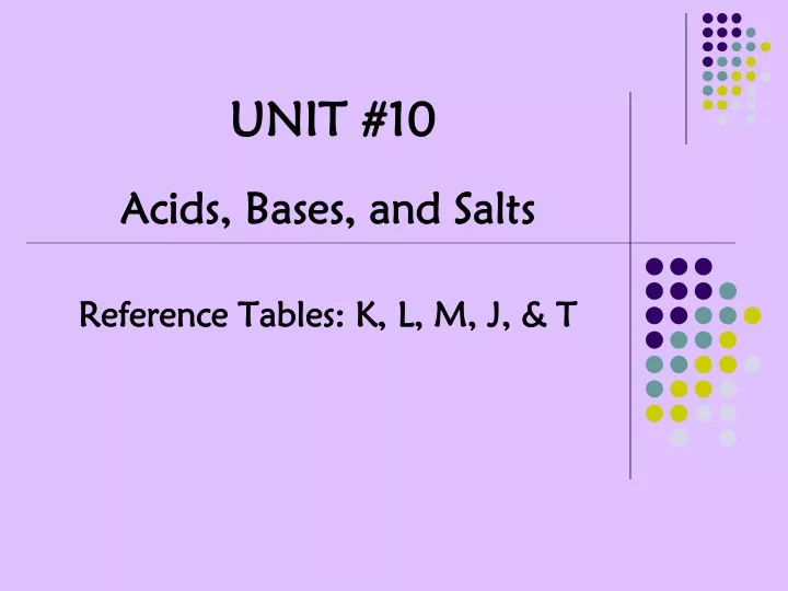 acids bases and salts reference tables k l m j t
