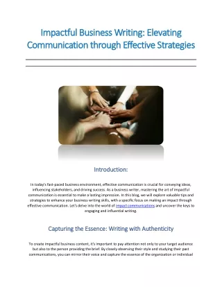 Impactful Business Writing Elevating Communication through Effective Strategies - PDF