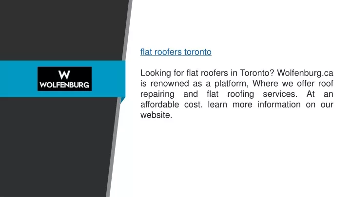 flat roofers toronto looking for flat roofers