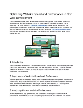 Optimizing Website Speed and Performance in CBD Web Development.
