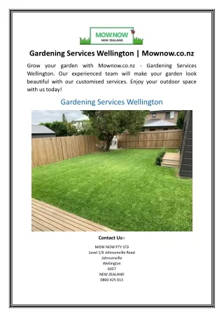 Gardening Services Wellington | Mownow.co.nz