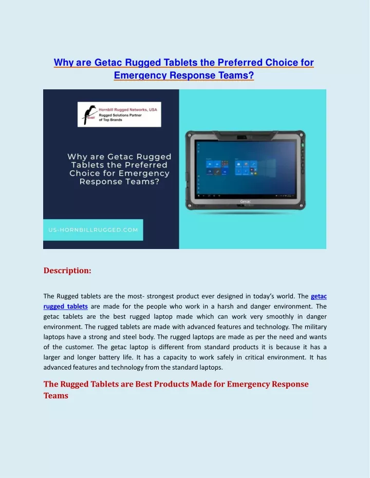 why are getac rugged tablets the preferred choice