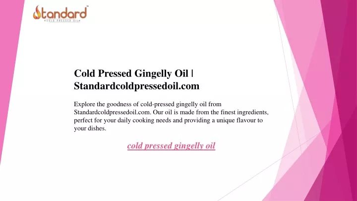 cold pressed gingelly oil standardcoldpressedoil