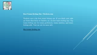 Best Tennis Betting Site Tirsbots.com