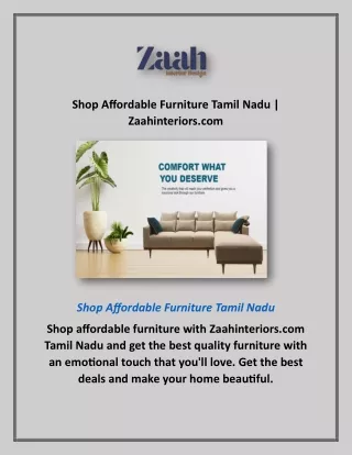 Shop Affordable Furniture Tamil Nadu | Zaahinteriors.com