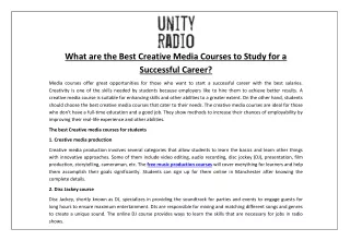What are the Best Creative Media Courses to Study for a Successful Career?