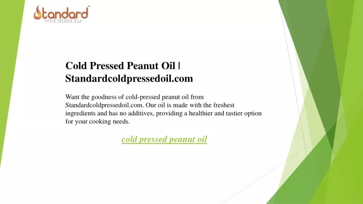 cold pressed peanut oil standardcoldpressedoil