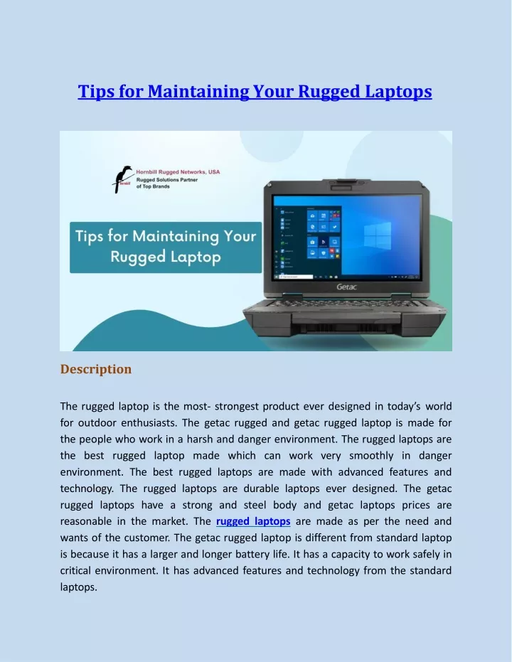 tips for maintaining your rugged laptops