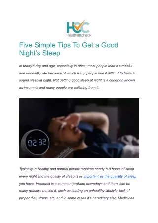 five simple tips to get a good night s sleep