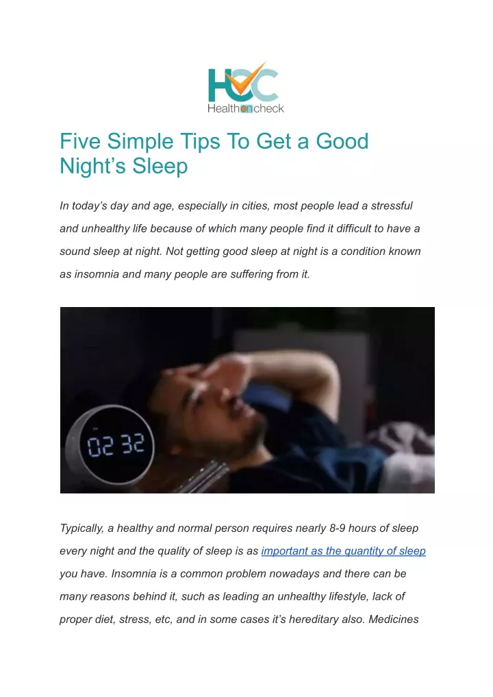 five simple tips to get a good night s sleep
