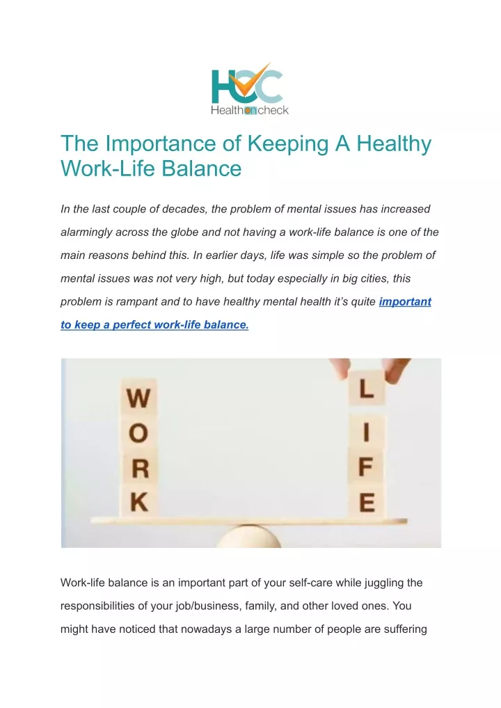 the importance of keeping a healthy work life