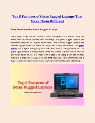 Top 5 Features of Getac Rugged Laptops That Make Them Different