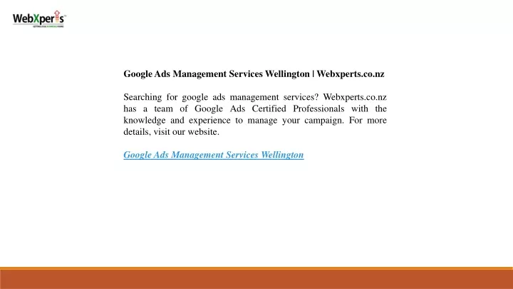 google ads management services wellington