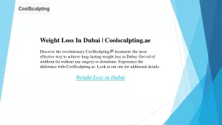 Weight Loss In Dubai  Coolsculpting.ae