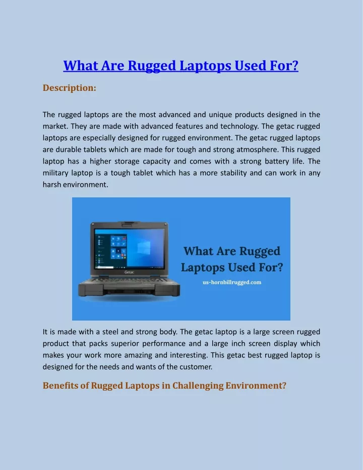 what are rugged laptops used for