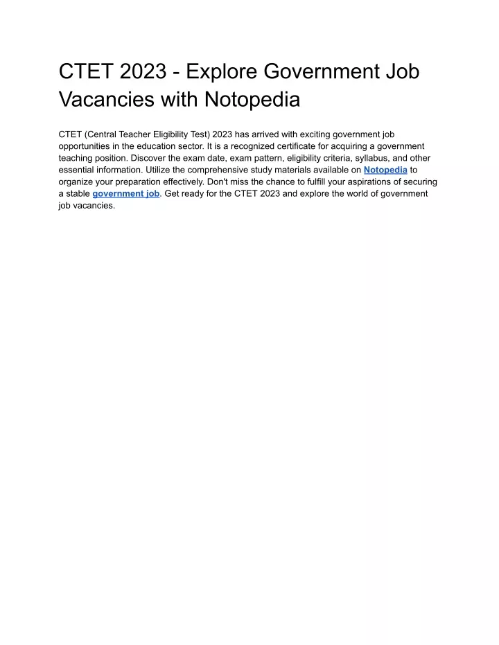ctet 2023 explore government job vacancies with