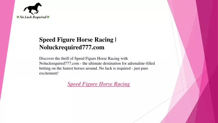 speed figure horse racing noluckrequired777