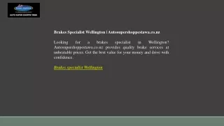 Brakes Specialist Wellington Autosupershoppestawa.co.nz