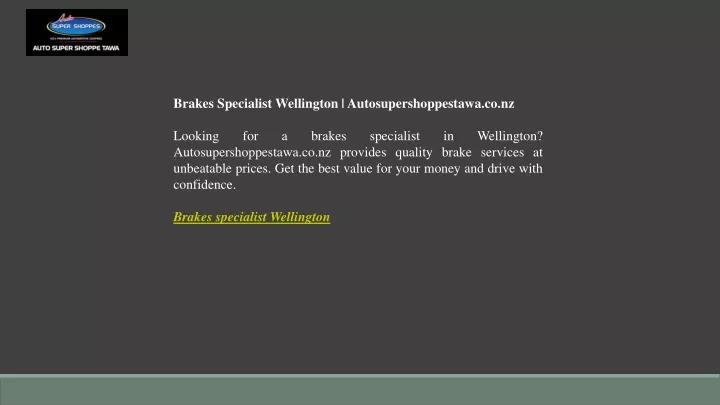 brakes specialist wellington autosupershoppestawa