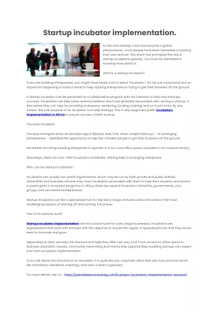 startup incubator implementation