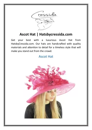 Ascot Hat | Hatsbycressida.com