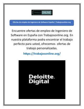 Ofertas de empleo de Ingeniero de Software España  Trabajosonline.org