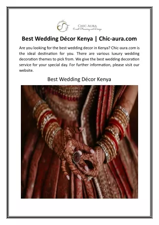 Best Wedding Décor Kenya | Chic-aura.com