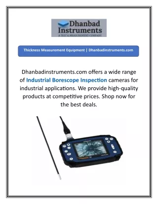 Industrial Borescope Inspection Camera  Dhanbadinstruments.com