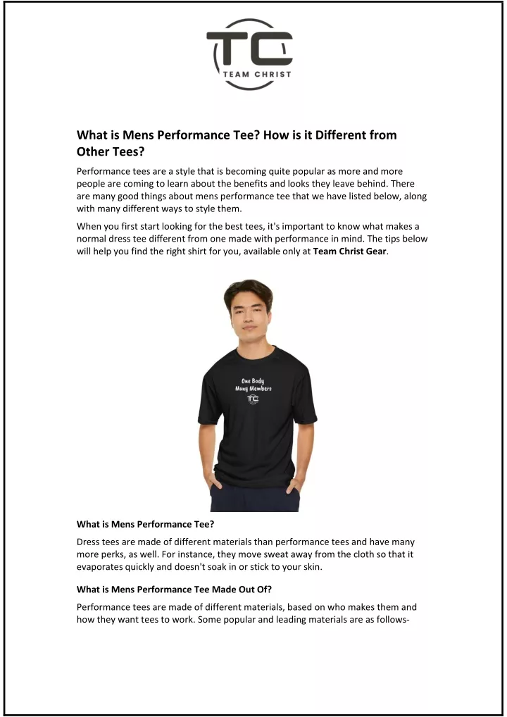 what is mens performance tee how is it different