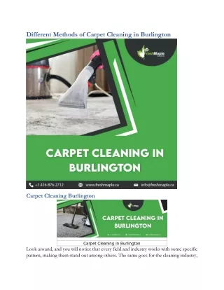 Different Methods of Carpet Cleaning in Burlington