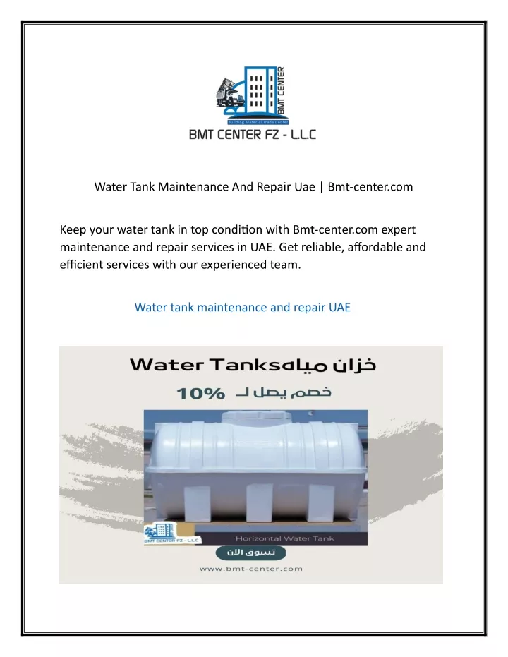 water tank maintenance and repair uae bmt center