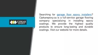 Garage Floor Epoxy Installers Cipkarepoxy.ca