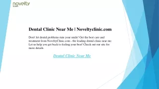 Dental Clinic Near Me  Noveltyclinic.com