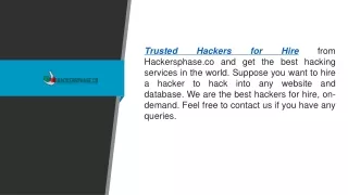 Trusted Hackers for Hire Hackersphase.co