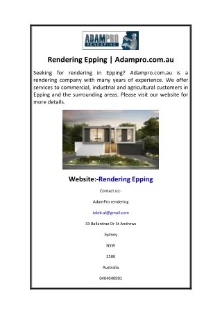 rendering epping adampro com au