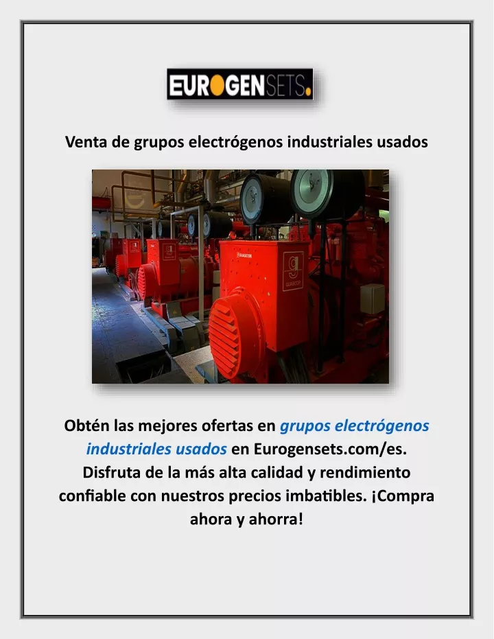 venta de grupos electr genos industriales usados