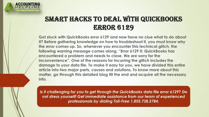 smart hacks to deal with quickbooks error 6129