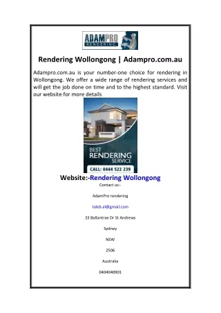 rendering wollongong adampro com au