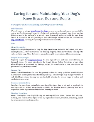 caring for and maintaining your dog s knee brace