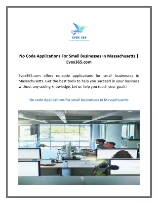 No Code Applications For Small Businesses In Massachusetts  Evox365.com2