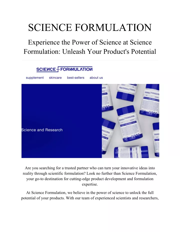 science formulation