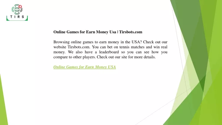 online games for earn money usa tirsbots